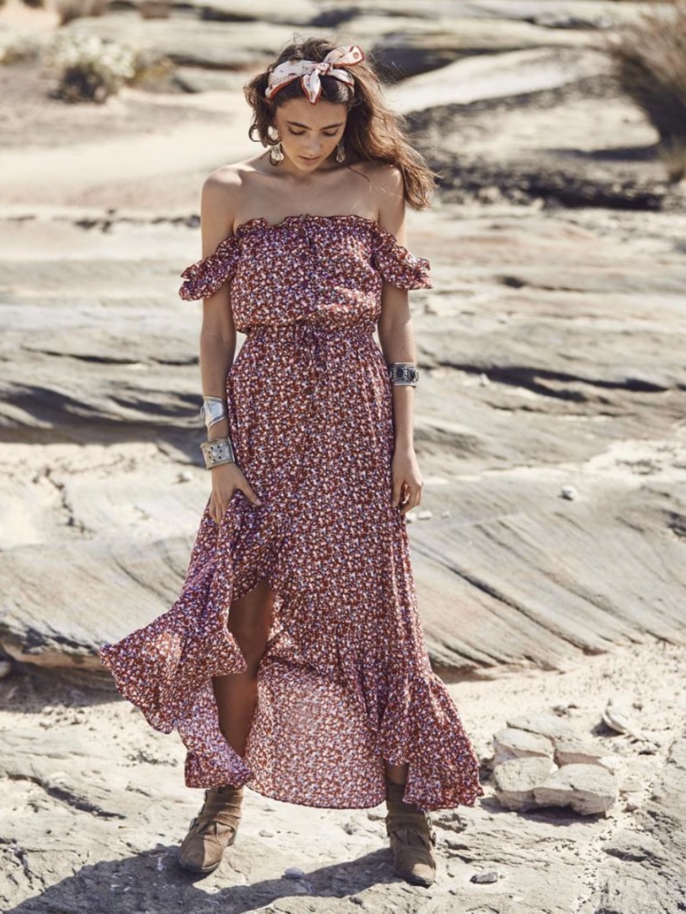 Auguste The Label | Willow Red Floral Off Shoulder Maxi Dress 4